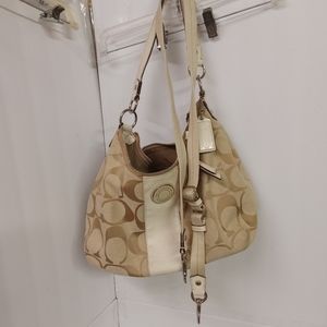 Coach Satchel Shoulder Bag Canvas F19281, Crossbody Adjustable Strap